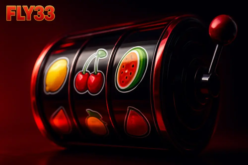 FLY33 games โ a colorful digital slot machine reel spinning with fruit symbols FLY33 games โ a colorful digital slot machine reel spinning with fruit symbols