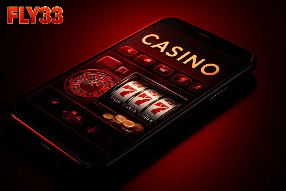 FLY33 Pakistan โ a smartphone displaying a vibrant online casino lobby interface FLY33 Pakistan โ a smartphone displaying a vibrant online casino lobby interface