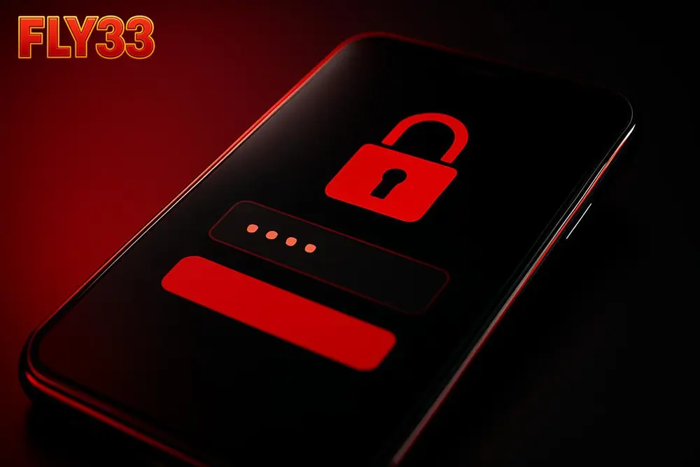 FLY33 login โ a smartphone screen showing a secure login form with a lock icon FLY33 login โ a smartphone screen showing a secure login form with a lock icon